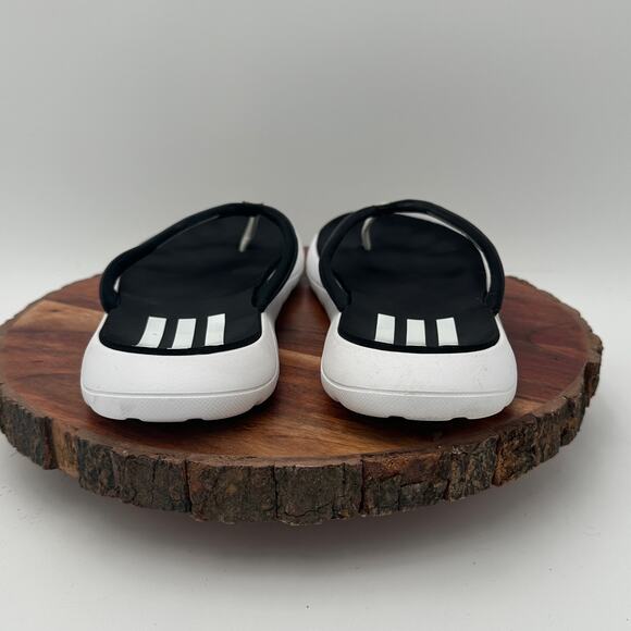Adidas Women's Comfort Flip Flop Black White 3-Stripe Thong Slides Sandals Sz 8 - Picture 5 of 10